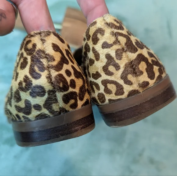 Crown Vintage Carla 2 Calf Hair Leopard Print Loafers Women's 7 - Picture 6 of 6